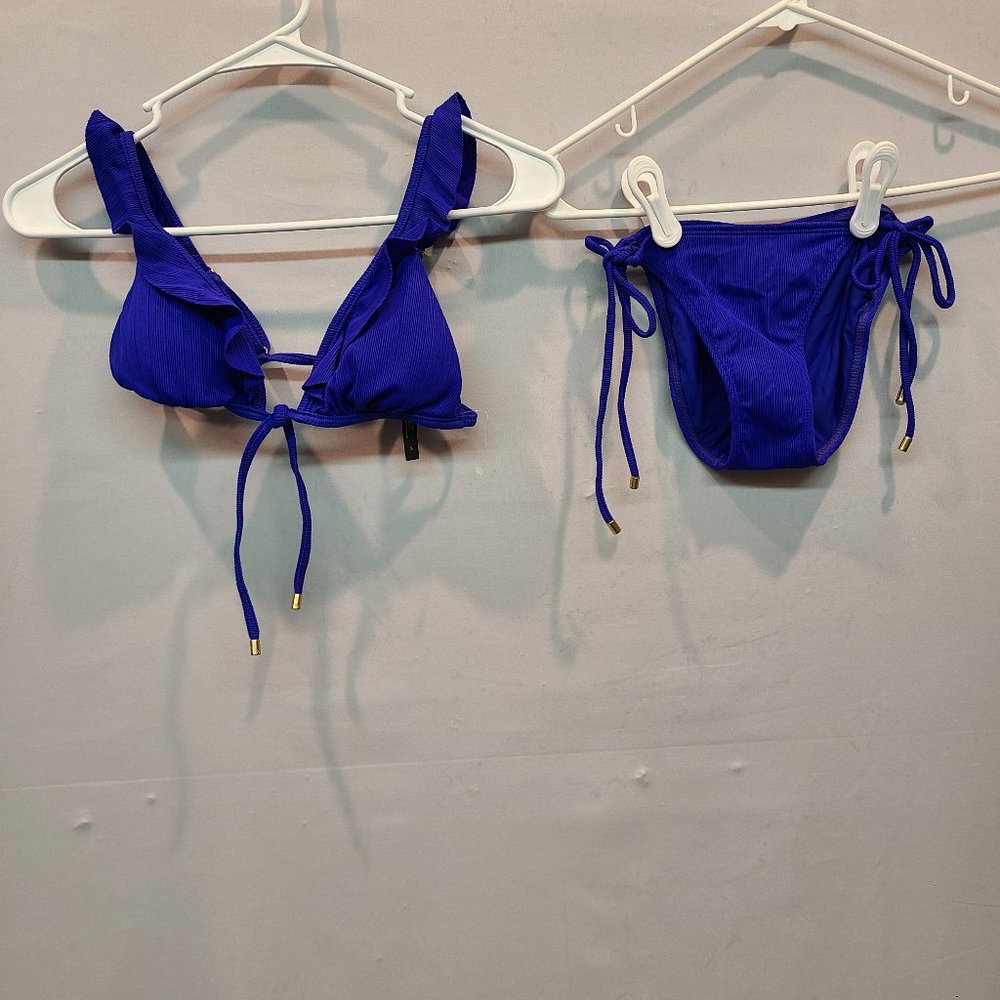 Vix Paula Hermanny Bikini Klein Milano Purple Ruffle Swim Womens Small NWOT